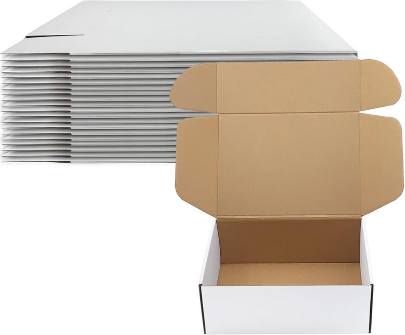 Livejun 11 x 8 x 4 inch Shipping Boxes Set of 20， White Corrugated Cardboard Box Mailer Boxes for Packaging Small Business Shipping，Mailing Boxes Bulk for Birthday Wedding Party Book Literature Gift Giving - Image 1